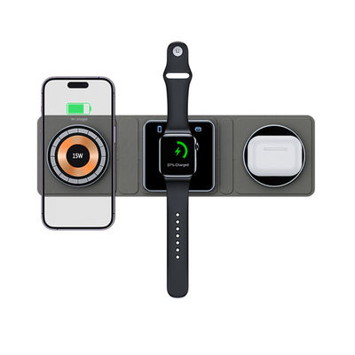 Goede prijs 15W Travel Wireless Charger FCC Opvouwbaar Samsung 3 In 1 opladen Zwart online