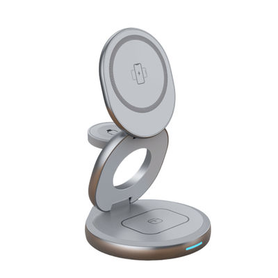 Goede prijs Metalen textuur Opvouwbare Magsafe-oplader Qi-aangedreven Zinklegeringen draadloze oplader voor meerdere apparaten online