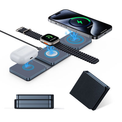 Goede prijs Blauw Compact Opvouwbaar 3 in 1 Draadloos Reisoplader 15W voor iPhone Airpods iWatch online