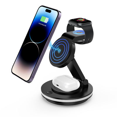 4 in 1 Magnetisch draadloos opladen Ondersteuning Qi mobiele telefoons met kleurrijk licht ontwerp ABS en PC