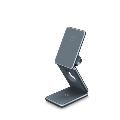 Goede prijs 3 in 1 Aluminium legering Hoofd geheel van metaal Draagbare opvouwbare magnetische telefoon oortelefoon horloge draadloos oplader 15w online