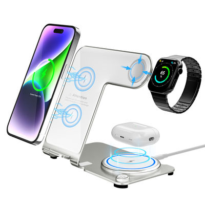 Goede prijs Gracieuze hoogoplaadingsdoeltreffendheid PD/QC metalen draadloos 3 in 1 multifunctioneel laadstation online