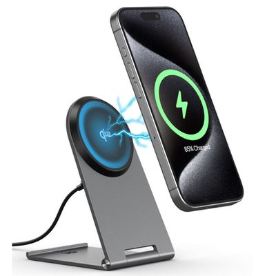Goede prijs Aluminium legering Qi 2 draadloos oplaadpad 15W opladen voor slimme mobiele telefoons en oordopjes online