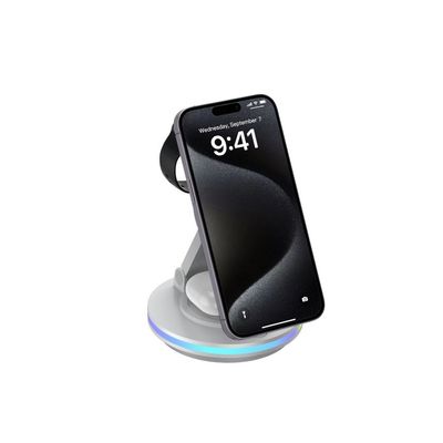 Goede prijs 15W draadloos telefoonoplader met opvouwbaar ontwerp 3W oortelefoon opladen online
