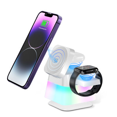 Goede prijs ABS PC materiaal RGB nachtlicht 3 in 1 draadloos oplader met fliptop online