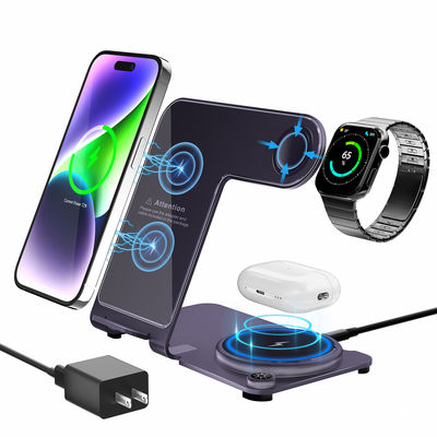 Y91 Stand Type Draadloos Charger 15W 3 In 1 Fast Charger Ondersteuning Iwatch Aluminium Alloy Fast Charger