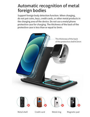 Goede prijs 3-in-1 draadloze snellader Apple/Samsung 15W/10W opvouwbare Xharger Ondersteuning Apple Watch met het nachtlicht online