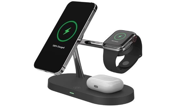4 in 1 draadloos snelladspeler T68C 15W/10W Industrieel mobiele telefoonoplader Ondersteuning Apple en Samsung Charging Bracket