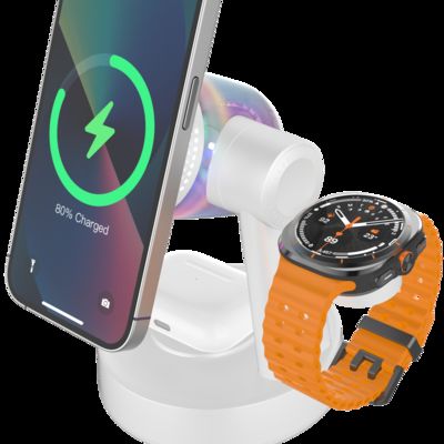 Goede prijs 5 in 1 Magnetische draadloze oplader Bluetooth-luidsprekers en nachtlicht voor Apple Mag Veilig iPhone 17 16e 16 15 14 13 12 Pro Max iWatch en AirPods Fast Charging Station online